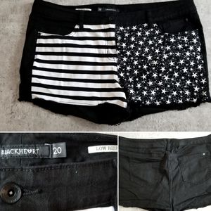 Blackheart Women's Black and White Patterned Shorts